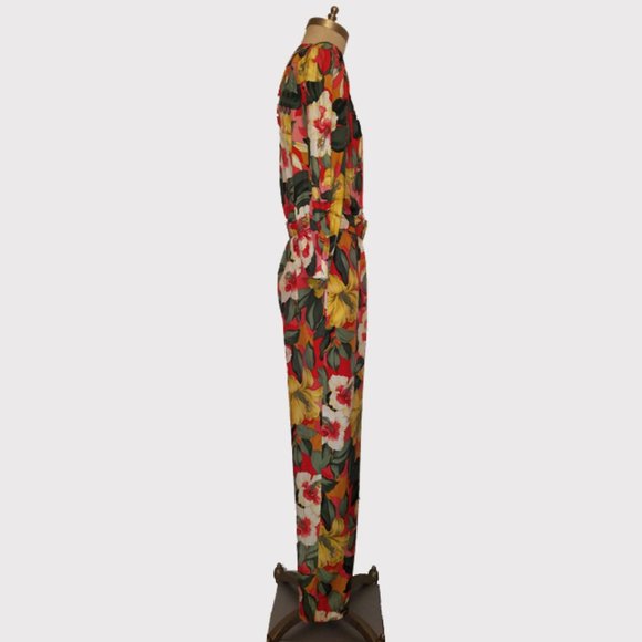 Vtg 80s Carol Anderson Tropical Floral Jumpsuit S - Picture 4 of 8